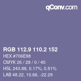Color code: RGB 112.9 110.2 152 | qconv.com
