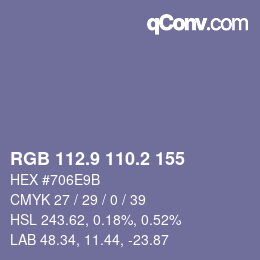 カラーコード: RGB 112.9 110.2 155 | qconv.com