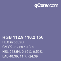 カラーコード: RGB 112.9 110.2 156 | qconv.com