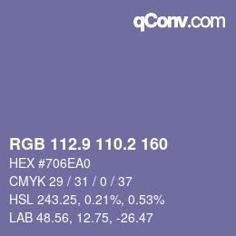 Color code: RGB 112.9 110.2 160 | qconv.com