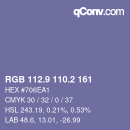 カラーコード: RGB 112.9 110.2 161 | qconv.com