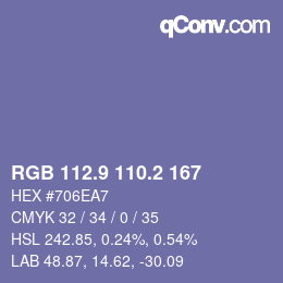 カラーコード: RGB 112.9 110.2 167 | qconv.com