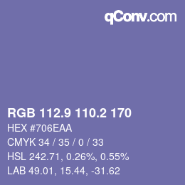Color code: RGB 112.9 110.2 170 | qconv.com