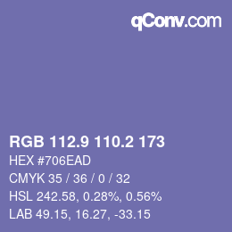 カラーコード: RGB 112.9 110.2 173 | qconv.com