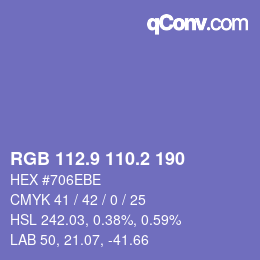 Color code: RGB 112.9 110.2 190 | qconv.com
