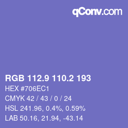 カラーコード: RGB 112.9 110.2 193 | qconv.com
