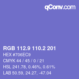 カラーコード: RGB 112.9 110.2 201 | qconv.com