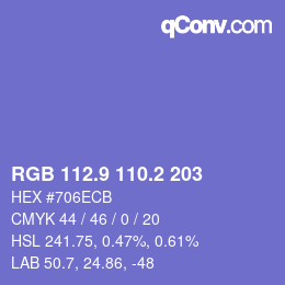 カラーコード: RGB 112.9 110.2 203 | qconv.com