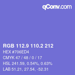 カラーコード: RGB 112.9 110.2 212 | qconv.com
