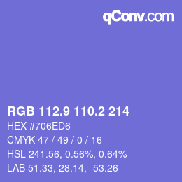 カラーコード: RGB 112.9 110.2 214 | qconv.com