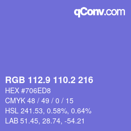カラーコード: RGB 112.9 110.2 216 | qconv.com