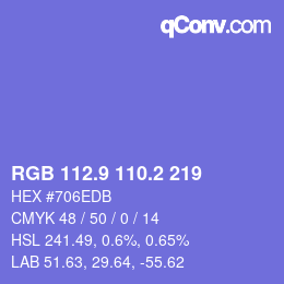 カラーコード: RGB 112.9 110.2 219 | qconv.com