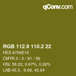 カラーコード: RGB 112.9 110.2 22 | qconv.com
