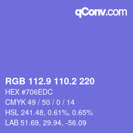 カラーコード: RGB 112.9 110.2 220 | qconv.com