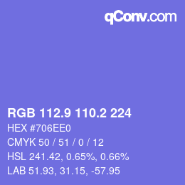 カラーコード: RGB 112.9 110.2 224 | qconv.com