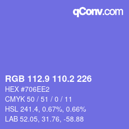 カラーコード: RGB 112.9 110.2 226 | qconv.com