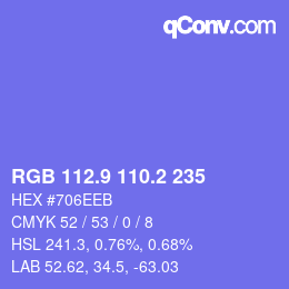 カラーコード: RGB 112.9 110.2 235 | qconv.com