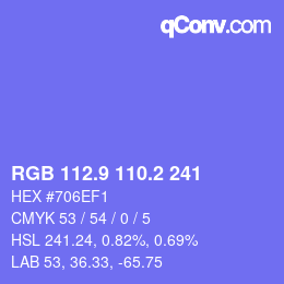 カラーコード: RGB 112.9 110.2 241 | qconv.com