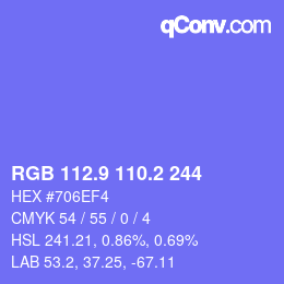 カラーコード: RGB 112.9 110.2 244 | qconv.com