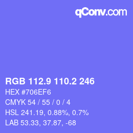 カラーコード: RGB 112.9 110.2 246 | qconv.com