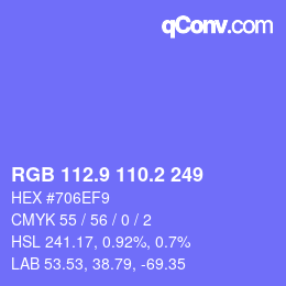 カラーコード: RGB 112.9 110.2 249 | qconv.com