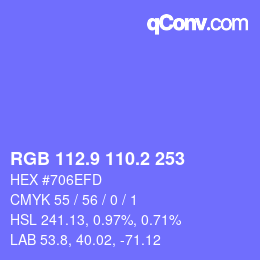 カラーコード: RGB 112.9 110.2 253 | qconv.com