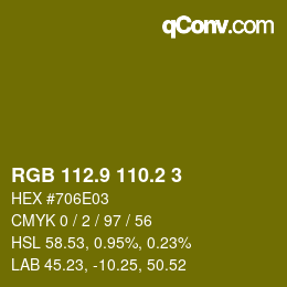 カラーコード: RGB 112.9 110.2 3 | qconv.com