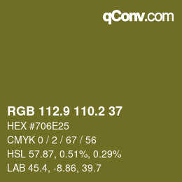 カラーコード: RGB 112.9 110.2 37 | qconv.com