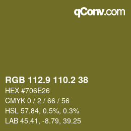 カラーコード: RGB 112.9 110.2 38 | qconv.com