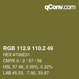 Color code: RGB 112.9 110.2 49 | qconv.com