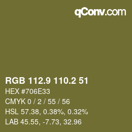 カラーコード: RGB 112.9 110.2 51 | qconv.com