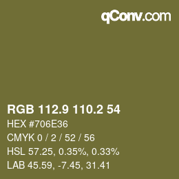 Color code: RGB 112.9 110.2 54 | qconv.com