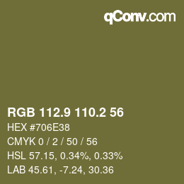 Color code: RGB 112.9 110.2 56 | qconv.com