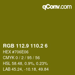 カラーコード: RGB 112.9 110.2 6 | qconv.com