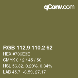 Color code: RGB 112.9 110.2 62 | qconv.com