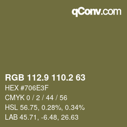 Color code: RGB 112.9 110.2 63 | qconv.com