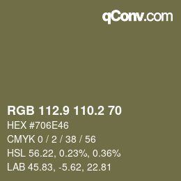 カラーコード: RGB 112.9 110.2 70 | qconv.com