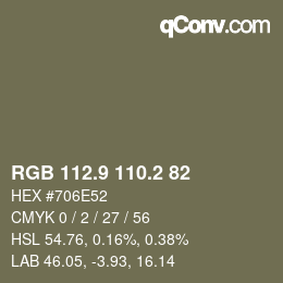 Color code: RGB 112.9 110.2 82 | qconv.com