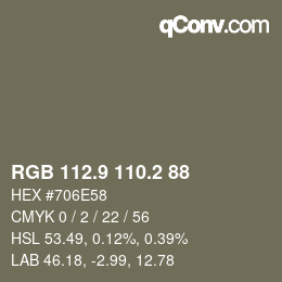 Color code: RGB 112.9 110.2 88 | qconv.com