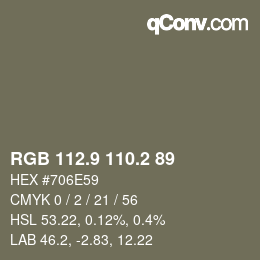 カラーコード: RGB 112.9 110.2 89 | qconv.com