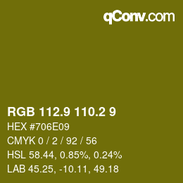 カラーコード: RGB 112.9 110.2 9 | qconv.com
