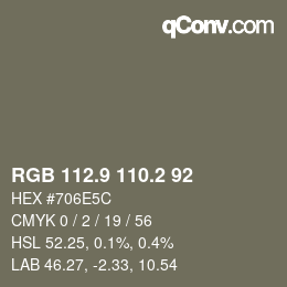 Color code: RGB 112.9 110.2 92 | qconv.com