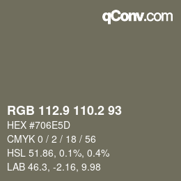 Color code: RGB 112.9 110.2 93 | qconv.com