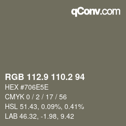 Color code: RGB 112.9 110.2 94 | qconv.com