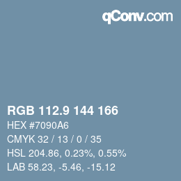 カラーコード: RGB 112.9 144 166 | qconv.com