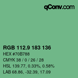 カラーコード: RGB 112.9 183 136 | qconv.com