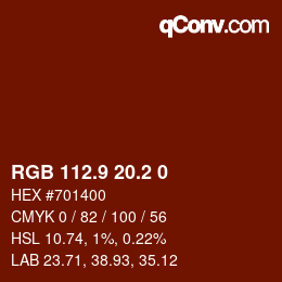 Color code: RGB 112.9 20.2 0 | qconv.com