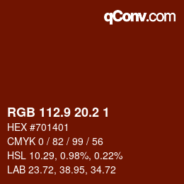 Color code: RGB 112.9 20.2 1 | qconv.com