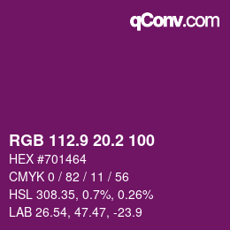 カラーコード: RGB 112.9 20.2 100 | qconv.com
