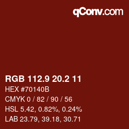 カラーコード: RGB 112.9 20.2 11 | qconv.com
